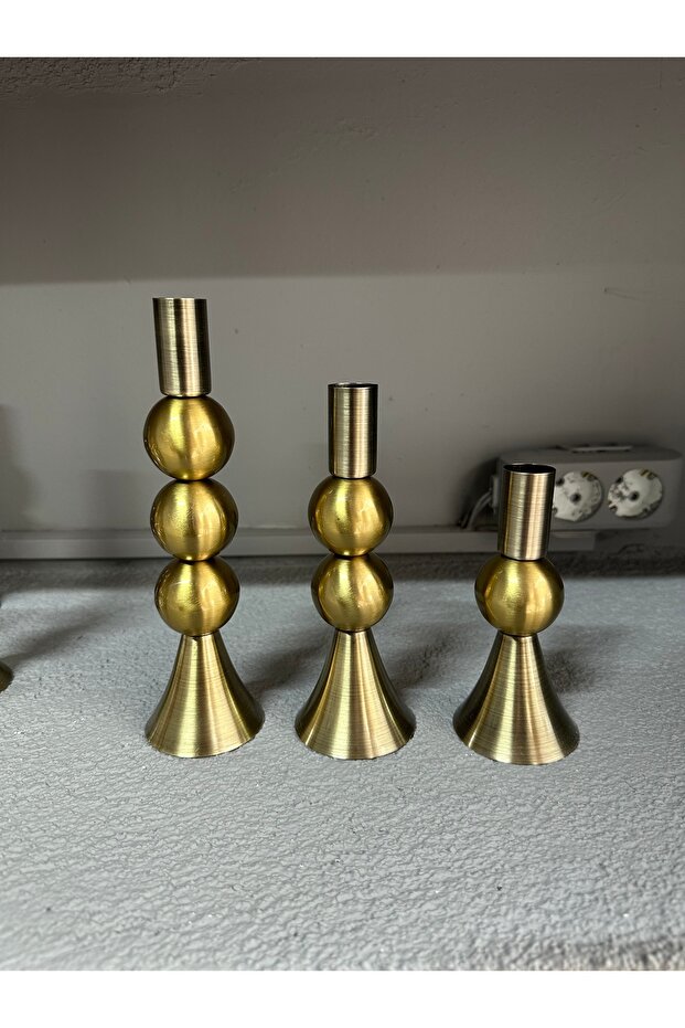 Mia 3’Lü Eskitme Şamdan Mumluk - 3