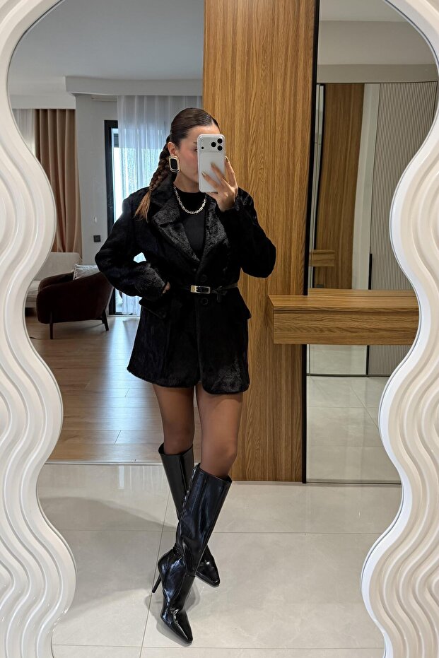 Marcella Siyah Dokulu Blazer - 3