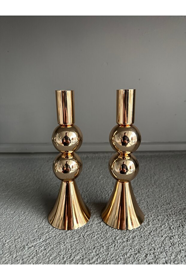 Mia 2’Li Gold Şamdan Mumluk - 3