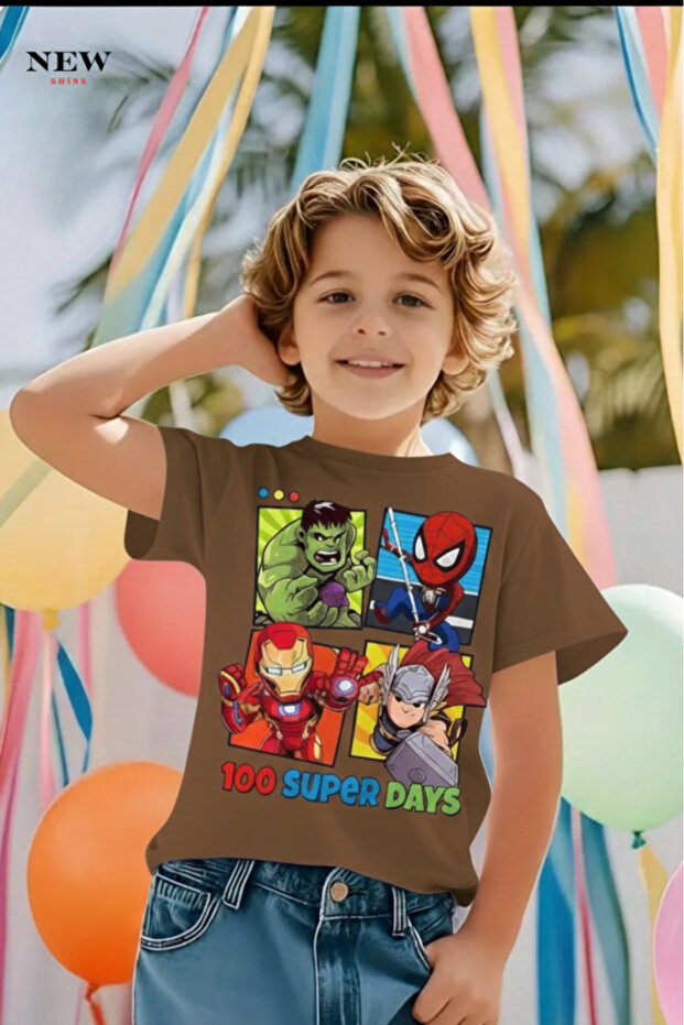100 Super Days Printed Unisex Children's T-Shirt
