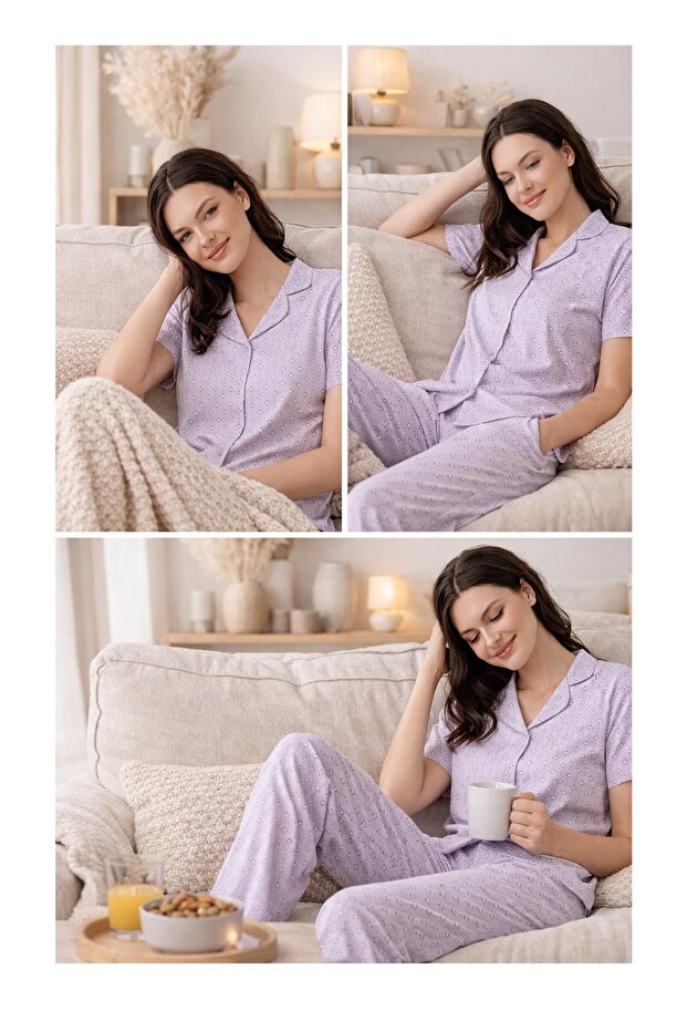 Women's Pajama Set 50% Cotton 50% Modal – Soft Textured, Breathable, Casual Comfortable Pajama Set
