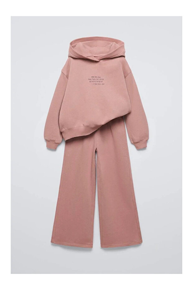 Yavruağzı Hooded Brushed Fabric Girl's Set
