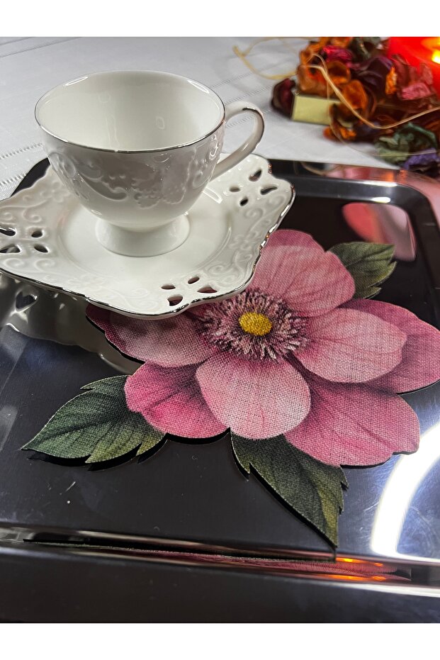 Love Series Peony Patterned Stain-Resistant Gardenia Fabric Digital Printed Cocktail & Presentation Napkin 6Pcs