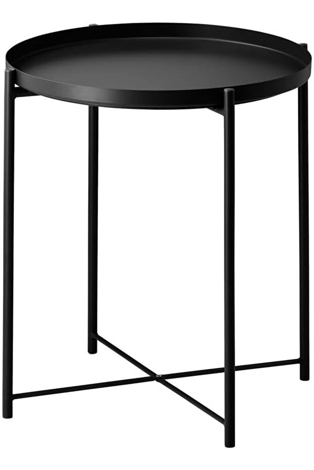 Folding Metal Side Table with Removable Tray