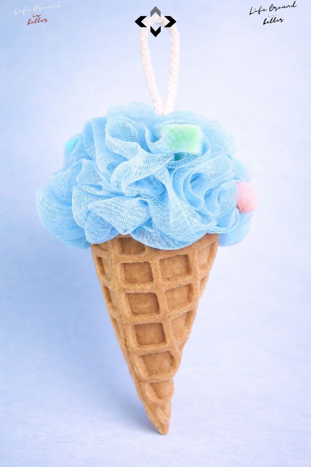 Blue Ice Cream Patterned Bath Shower Washcloth Bath Body Washcloth Sponge Children/Adult Bath Washcloth