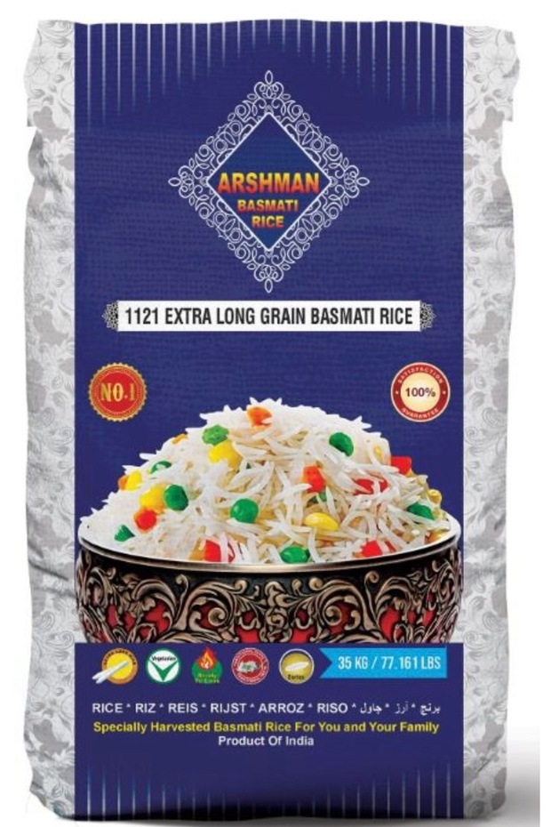 Arshman 1121 EXTRA LONG GRAIN BASMATI RICE 35 kg