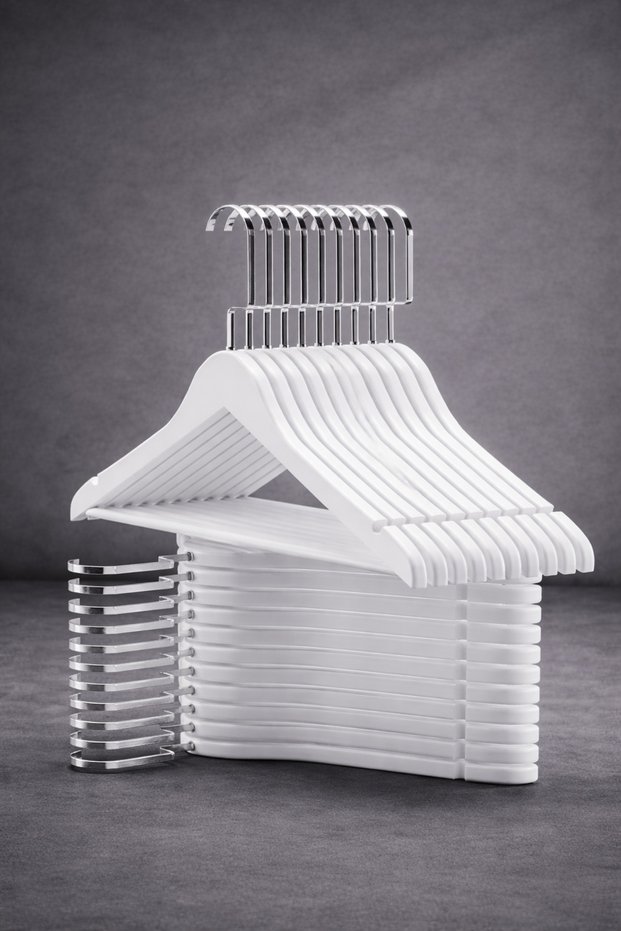 Set of 24 Wooden Clothes Hangers – Premium Quality – Shirt, Pants, and Skirt Hangers