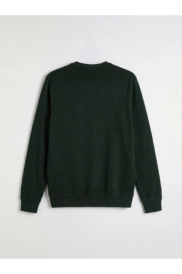 Lcwaikiki Classic Green Crew Neck Men's Sweatshirt