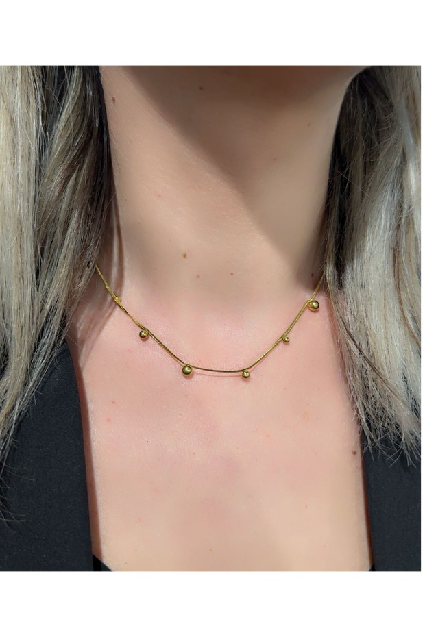 Stainless Steel Ball Necklace-Gold