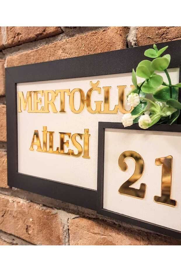 Kapı Numarası Çiçekli Ahşap Kişiye Özel - 4