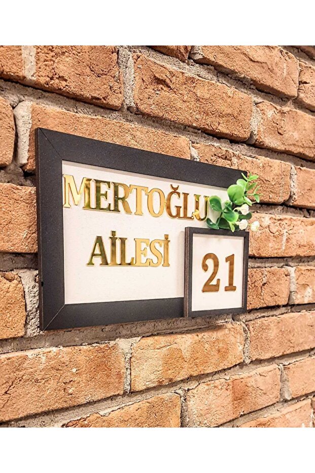 Kapı Numarası Çiçekli Ahşap Kişiye Özel - 2