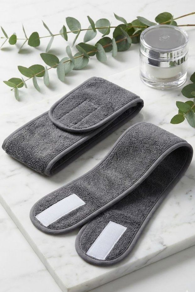 2-Piece Towel Hair Band Set Soft Velcro Makeup and Skincare Band
