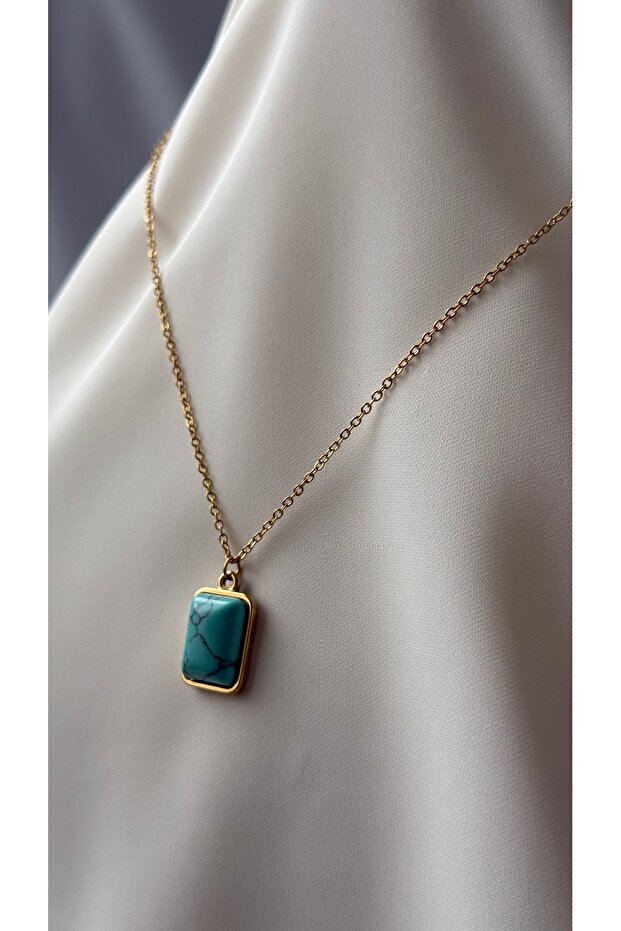 Mavi Taşlı Kolye - 1