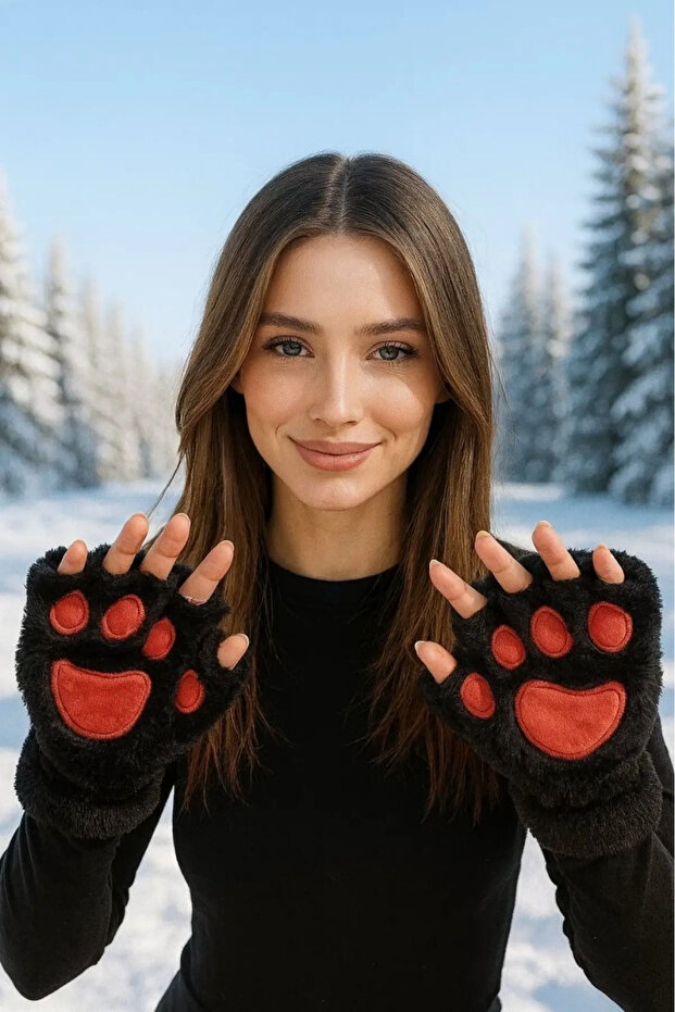 Pati Figürlü Peluş Eldiven - 1