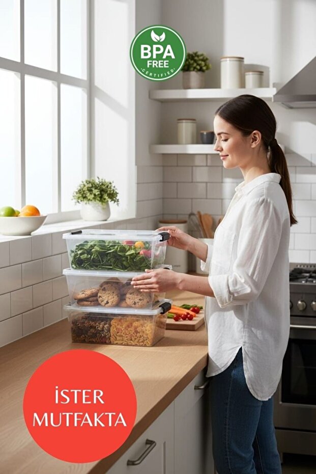 3 حاويات تخزين مستطيلة متعددة الأغراض بسعة 10 لتر - 3