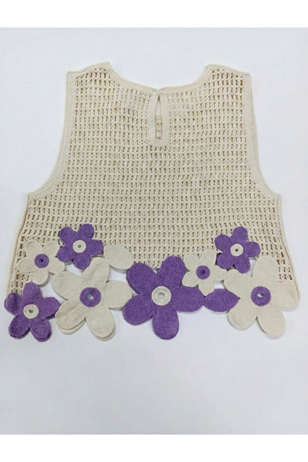 Papatya Motifli Örme Süveter - 7