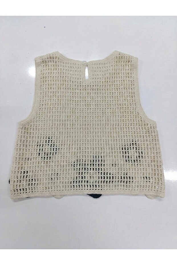 Papatya Motifli Örme Süveter - 7