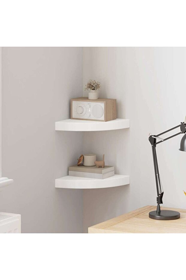 Floating Corner Shelves 2 pcs White 25x25x3.8 cm MDF