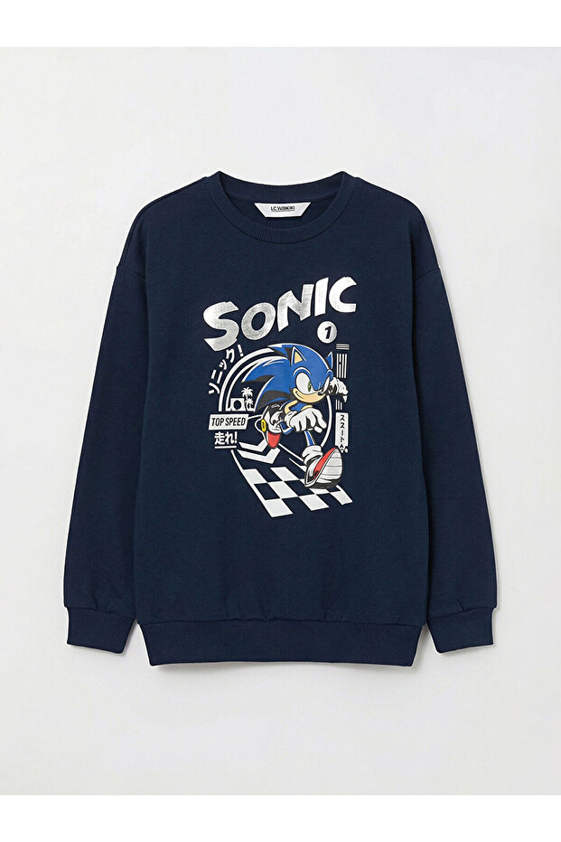 سترة سميكة للأولاد من GiyÇık Store باللون الأزرق الداكن Sonic مطبوع