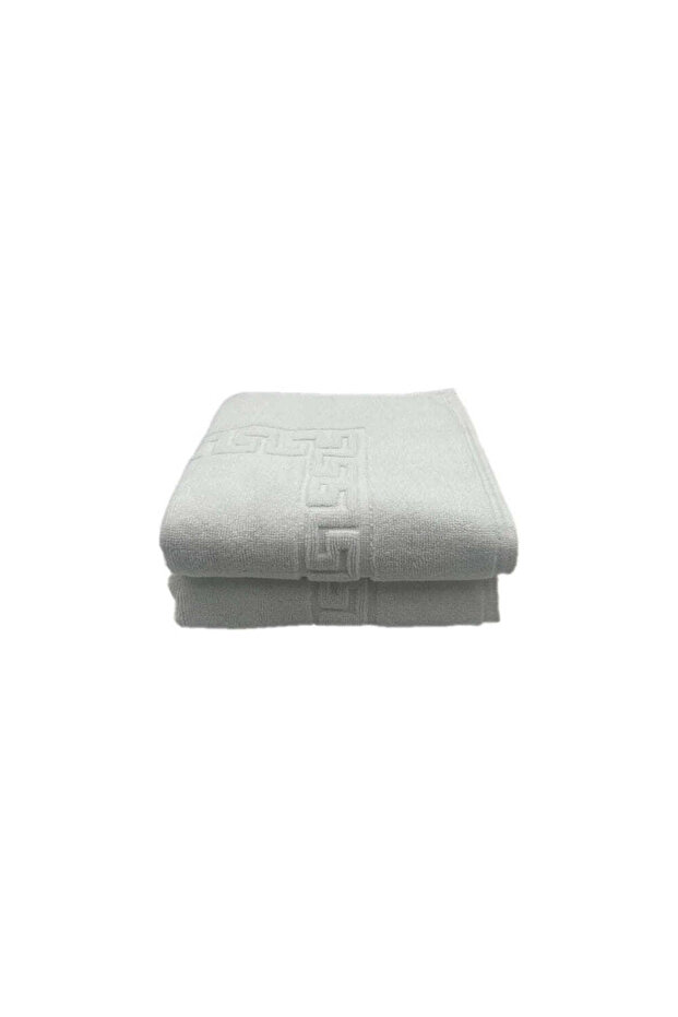 Bath Mat 50 x 80 Cm 800 Gsm White G Dobby 100% Cotton Highly Absorbent Set of 02 Pcs