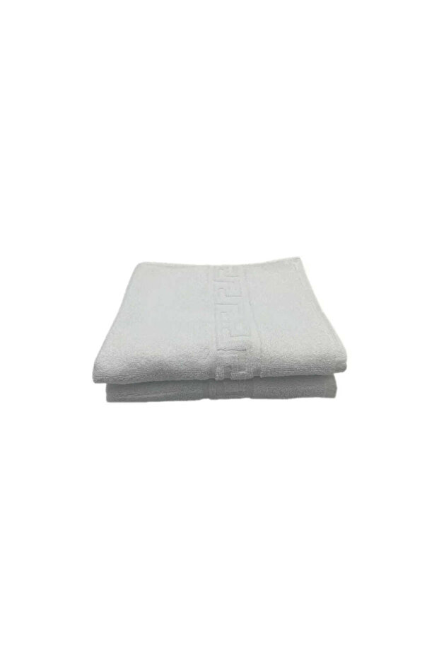 Hand Towel 50 x 100 Cm 600 Gsm White G Dobby 100% Cotton Set of 02 Pcs