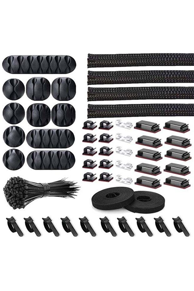 53-Piece Wire Management Kit, Cable Ties & Cord Organizer for Fastening