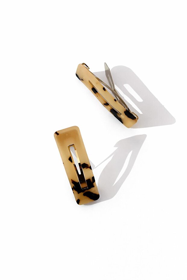 مشبك مستطيل الشكل على شكل ظهر السلحفاة، عبوة من قطعتين - 2