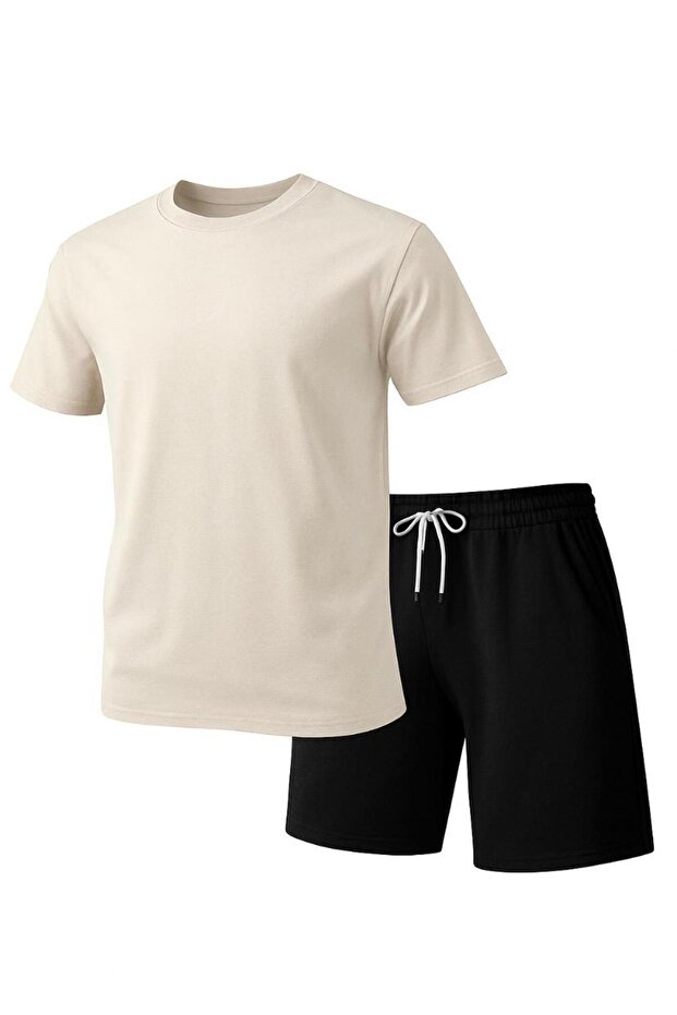 Stylish & Minimalist T-Shirt Black Shorts Set