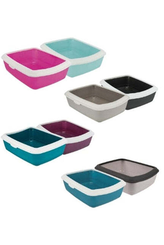 Classic Cat Litter Tray with Rim - DARK GREY/37X15X47CM