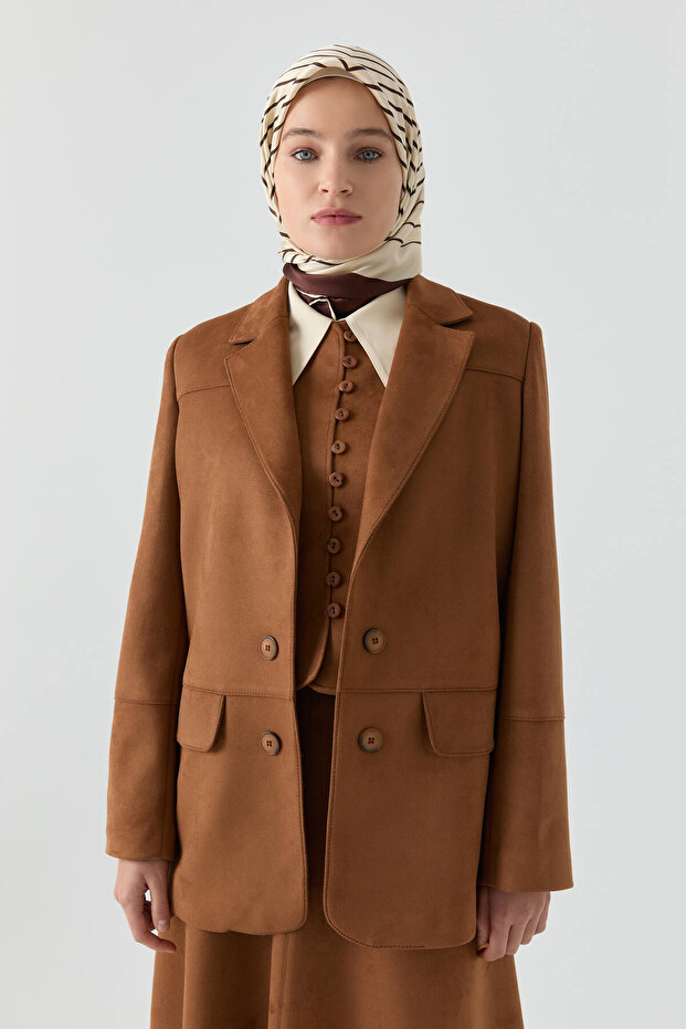 Süet Ceket - Camel - 1