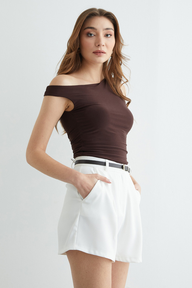 Yanları Drapeli Tek Kol Bluz - 7