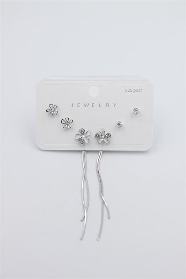 مجموعة متعددة من الأقراط - فضية - 2