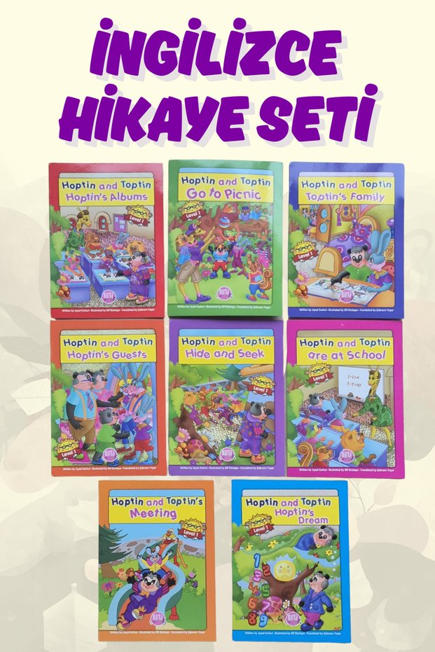 Primary School Level English Children's Stories with Pictures and Dictionary HOPTIN and TOPTIN 8 Books