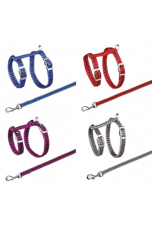 Reflecting Harness w/ Leash for Cats - GREY/22-42CM