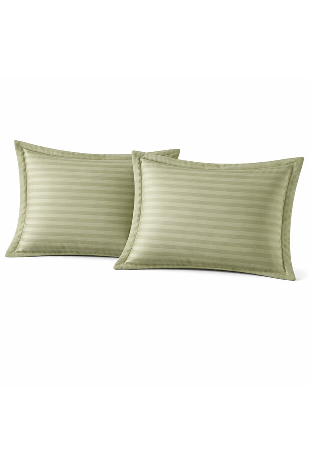 Satin 100% Cotton Oxford Pillowcase 2-Piece Striped Satin