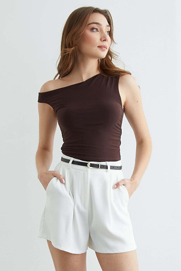 Yanları Drapeli Tek Kol Bluz - 5