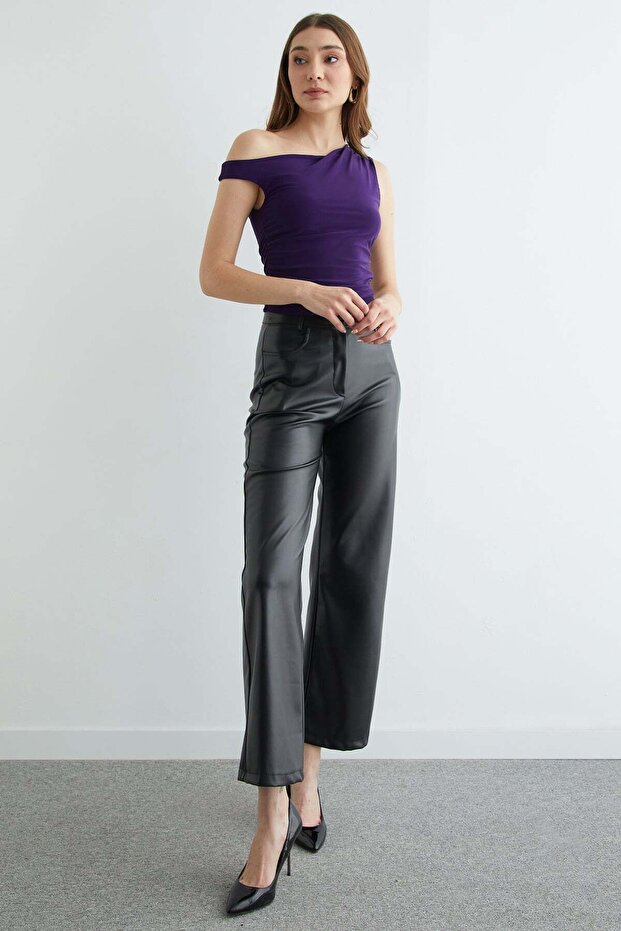 Yanları Drapeli Tek Kol Bluz - 3