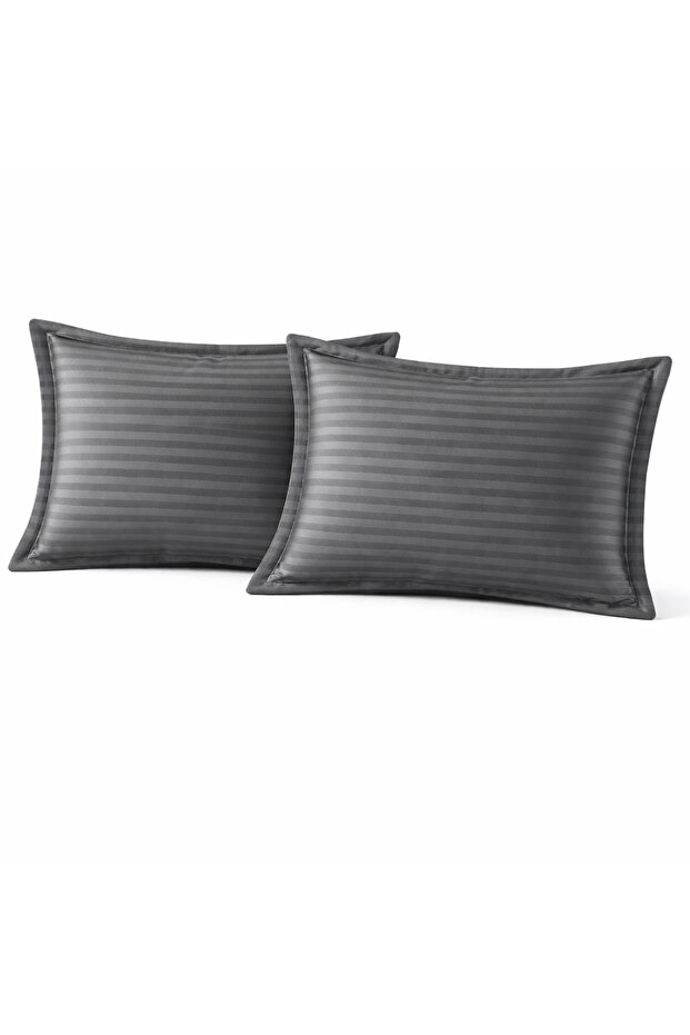 Satin 100% Cotton Oxford Pillowcase 2-Piece Striped Satin
