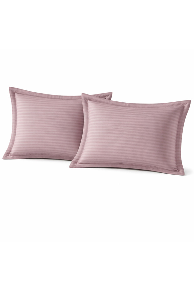 Satin 100% Cotton Oxford Pillowcase 2-Piece Striped Satin