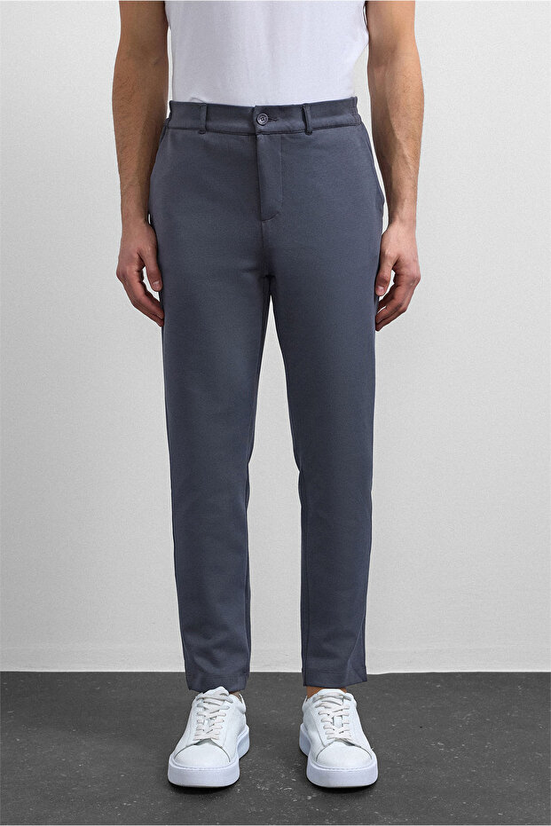 Gri Regular Fit Örme Pantolon - 1