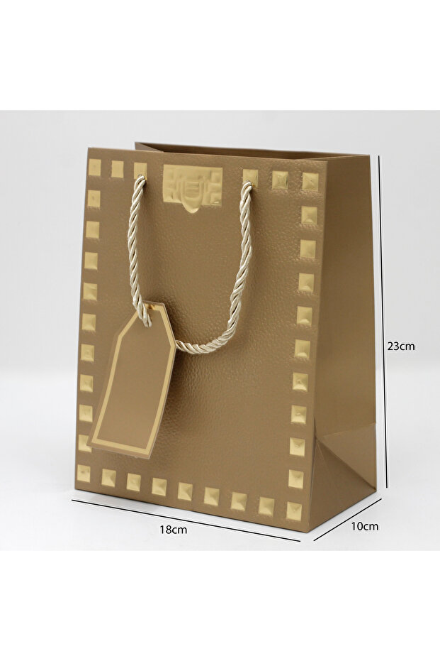 12 قطعة من أكياس هدايا مزخرفة بإطار ذهبي الأبعاد 23×18×10