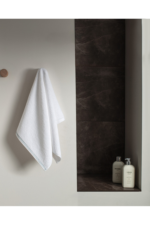Angelise 100% Cotton Face Towel - White/Mint Green - 50X70 cm