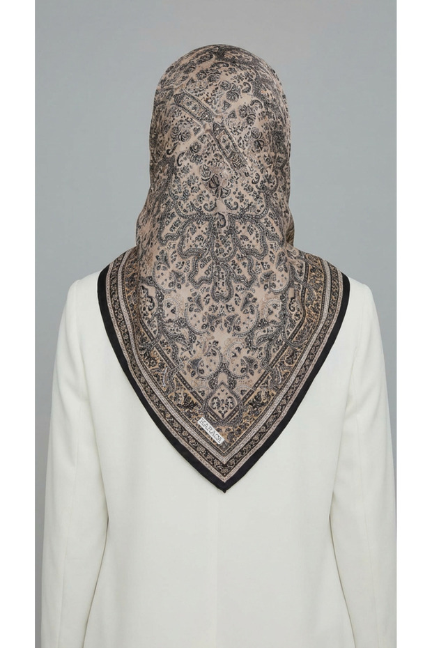 Mori̇ya Patterned Cupro Scarf - Black - 4