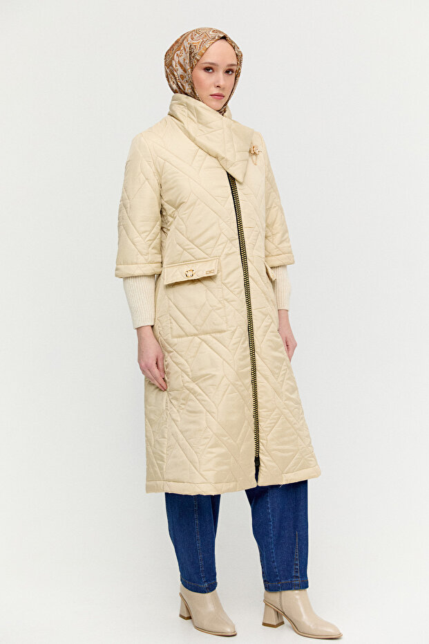 Mendil Yakalı Kapitone Kaban - 2