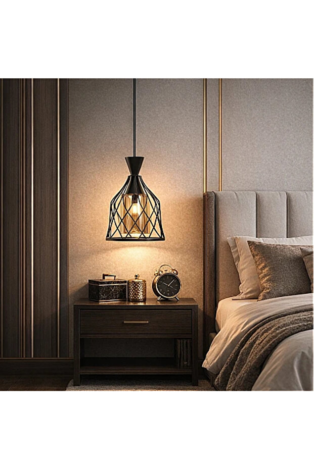 Modern black hanging chandelier E27*1 - 1