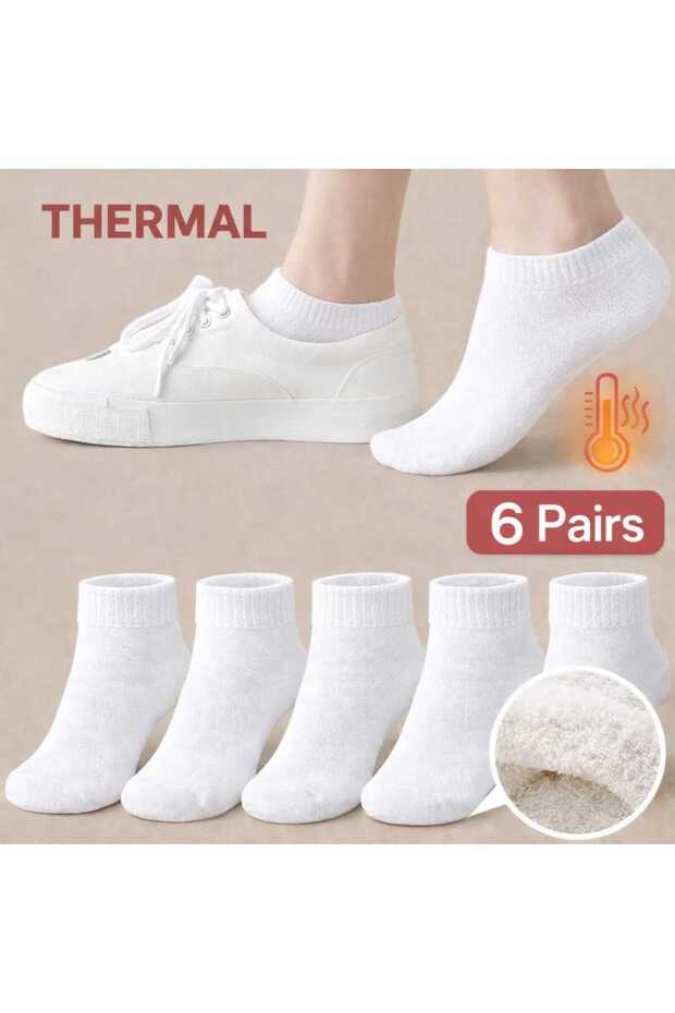 6-Piece Winter Women's Towel Thermal Short Ankle Socks 6 Pairs
