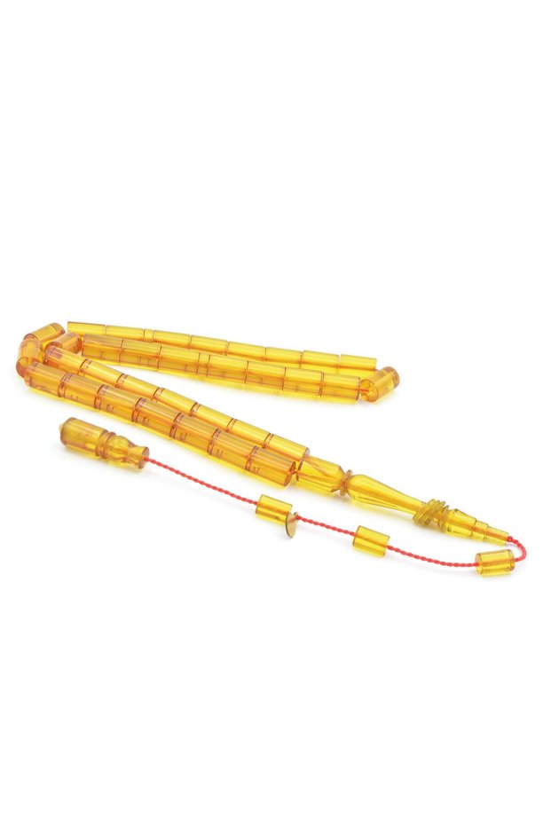 Hakan Turan Signed Cut-Out Model Yellow Crimped Amber Prayer Beads