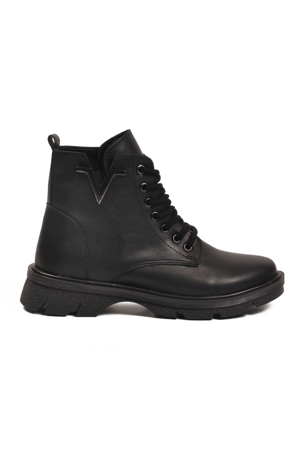 Black Leather Zippered Lightweight Women's Boots 351071 Z