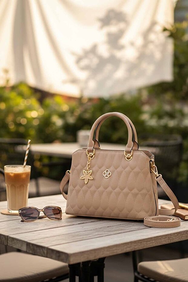 Women's Quilted Patterned Shoulder Bag - Stylish Handbag with Two Compartments