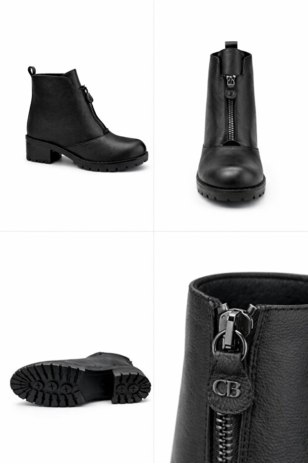 Elize Siyah Hakiki Deri Kadın Bot - 6